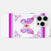  Roze Holo Vlinder iPhone 15 Pro Max Hoesje (Achterkant (horizontaal))