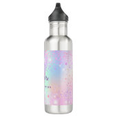 Roze holografisch monogram meisje waterfles  (Rechts)