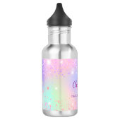 Roze holografisch monogram meisje waterfles (Links)
