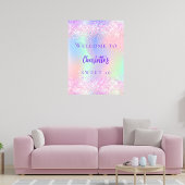 Roze holografisch paarse Sweet 16 welkom Poster