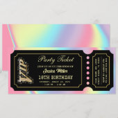 Roze Holografisch Zwart Luxe Ticket Kaart (Voorkant / Achterkant)