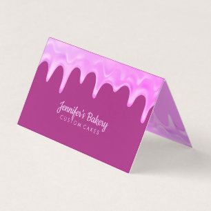 Roze holografische druppels cake bakkerij make-up visitekaartje
