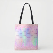 Roze holografische druppels monogram tote bag (Voorkant)