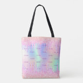 Roze holografische druppels monogram tote bag (Achterkant)