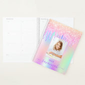 Roze holografische druppels naam foto meisje planner (Display)