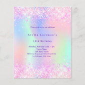 Roze holografische foto budget verjaardagsuitnodig (Voorkant)