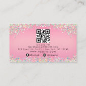 Roze Holografische Glitter Achtergrond Trendy Visitekaartje (Achterkant)