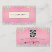 Roze Holografische Glitter Achtergrond Trendy Visitekaartje (Voorkant / Achterkant)