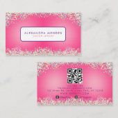 Roze Holografische Glitter Achtergrond Trendy Visitekaartje (Voorkant / Achterkant)