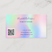 Roze holografische glitter druppelt qr code loyalt visitekaartje (Achterkant)