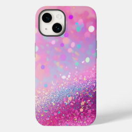 Roze Holografische Glitter iPhone Mate Stoer Hoesj Case-Mate iPhone 14 Hoesje