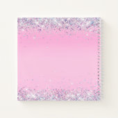 Roze holografische Glitter Monogram Sketchbook Notitieboek (Achterkant)