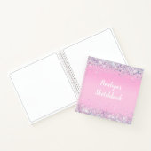 Roze holografische Glitter Monogram Sketchbook Notitieboek (Binnen)
