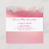 Roze holografische Glitter Square Visitekaartje (Achterkant)