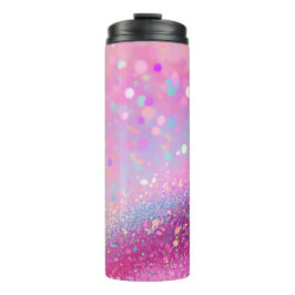 Roze Holografische Glitter Thermische Tumbler 12oz Thermosbeker