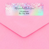 Roze holografische glitters retouradres etiket