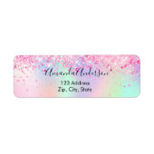 Roze holografische glitters retouradres etiket (Voorkant)