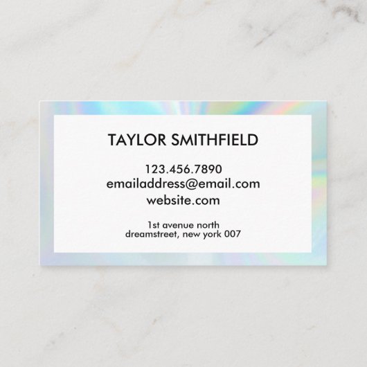 Roze holografische haar en Makeup Trendy Visitekaartje (Achterkant)