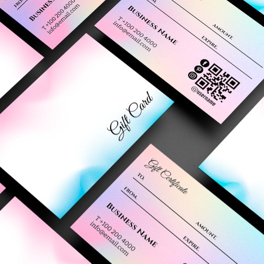 Roze Holografische Iridescent Certificaat Gift Kaa Visitekaartje