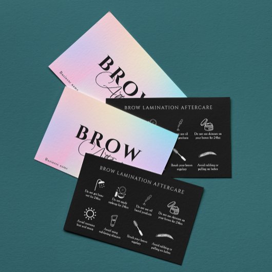 Roze Holografische iriserende na zorginstructie Visitekaartje