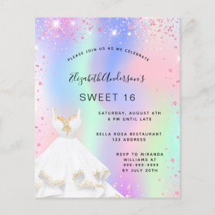 Roze holografische jurk uitnodiging voor Sweet 16 Flyer
