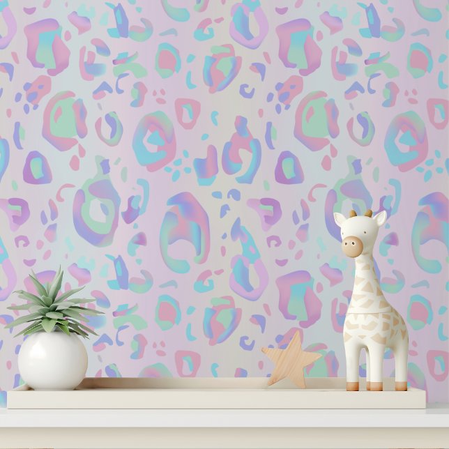 Roze holografische luipaardprint-statement behang (Creator heeft geüpload)