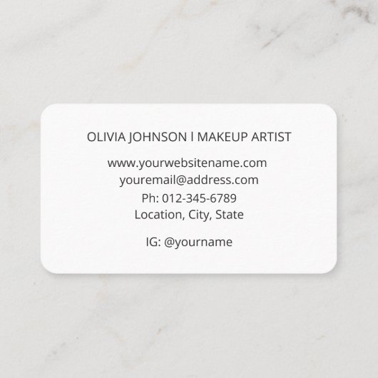 Roze holografische make-up artist Visitekaartje (Achterkant)