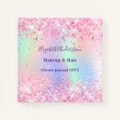 Roze holografische naam bedrijf notitieboek (Voorkant)