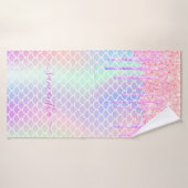 Roze holografische naam van de soort Mermaid Badhanddoek (Badhanddoek)