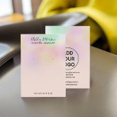 Roze holografische oorringen visitekaartje