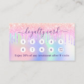 Roze holografische paarse druppels qr code busines klantenkaartje (Voorkant)