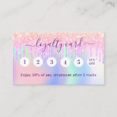 Roze holografische paarse druppels qr-code klantenkaartje (Voorkant)