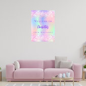 Roze holografische paarse verjaardagsfeestje welko poster