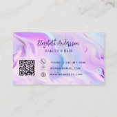 Roze holografische qr-code klantenkaartje (Achterkant)