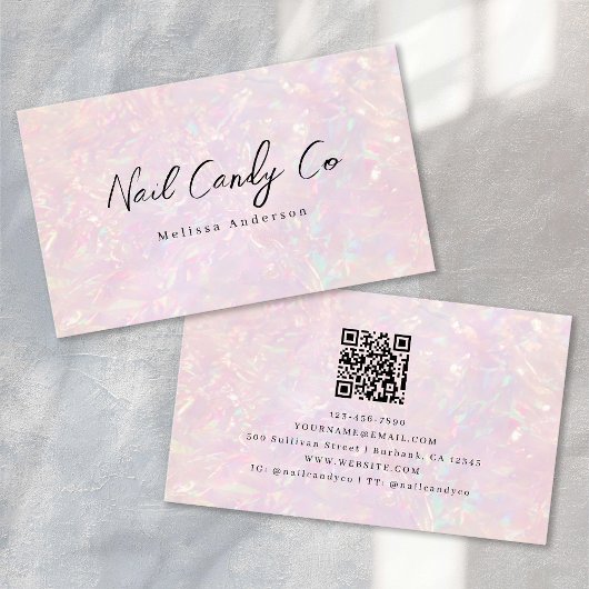 Roze holografische QR-code luxe Visitekaartje