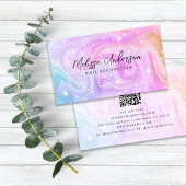 Roze Holografische QR Code Luxe Visitekaartje