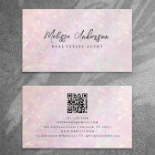 Roze Holografische QR Code Luxe Visitekaartje