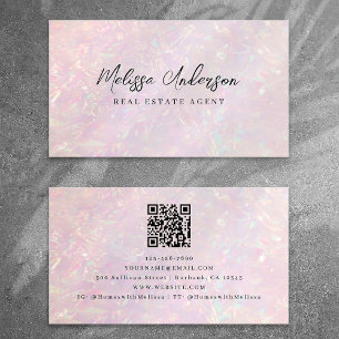 Roze Holografische QR Code Luxe Visitekaartje