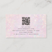 Roze holografische QR-code luxe Visitekaartje (Achterkant)