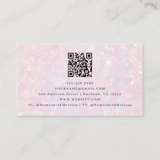 Roze Holografische QR Code Luxe Visitekaartje (Achterkant)