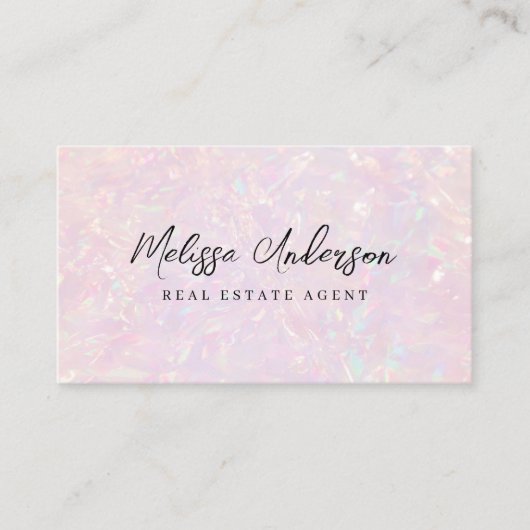 Roze Holografische QR Code Luxe Visitekaartje (Voorkant)