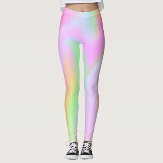 Roze holografische regenboogLeggings Leggings (Voorkant)