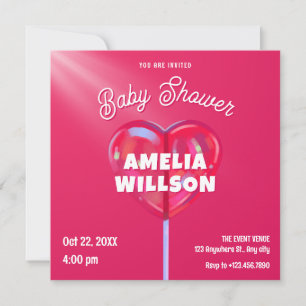 Roze holografische snoep zoete baby shower kaart