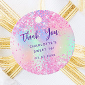 Roze holografische verjaardag bedankt bedankjes labels