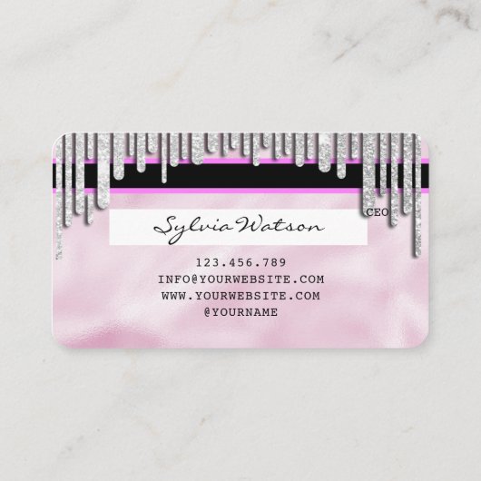 Roze Holograph Unicorn Credit Kaart Visitekaartje (Achterkant)
