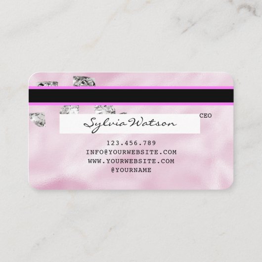 Roze Holograph Unicorn Credit Kaart Visitekaartje (Achterkant)