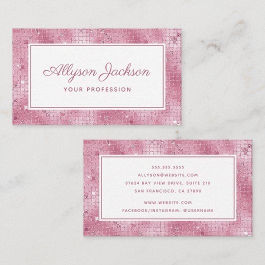 Roze holographic Script-Visitekaartje Visitekaartje (Voorkant / Achterkant)