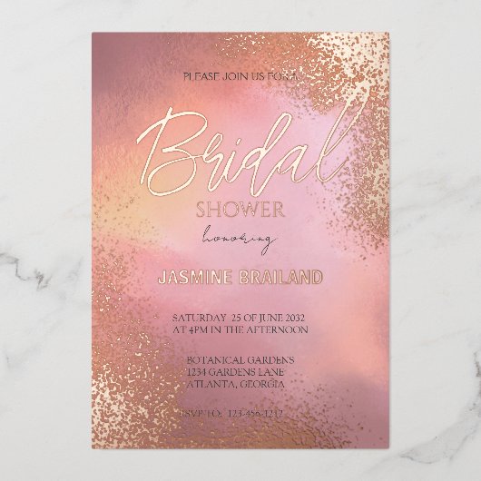 Roze Hombre Cosmic Wash Vrijgezellenfeest Sparkle Folie Uitnodiging (Voorkant)