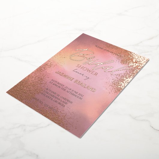 Roze Hombre Cosmic Wash Vrijgezellenfeest Sparkle Folie Uitnodiging (Gedraaid)