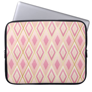 Roze hombus vormt een geometrisch naadloos patroon laptop sleeve